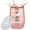 Horses Keep Me Stable, 12oz Rose Gold Wine/Coffee Tumbler w Lid