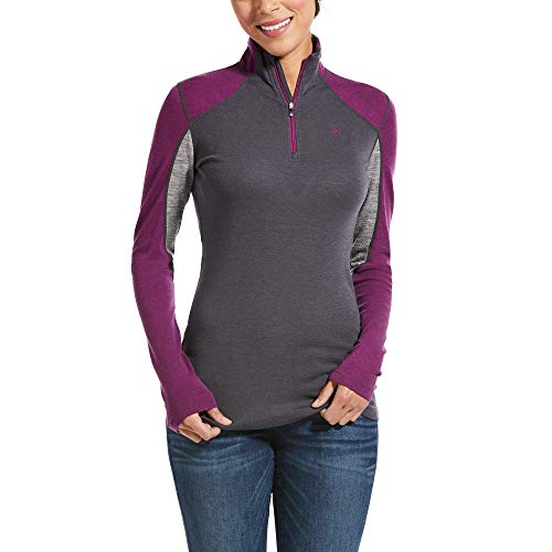 ARIAT Women's Cadence Wool 1/4 Zip Baselayer Grey/Violet Size Medium –  EQluxe.com