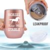 Horses Keep Me Stable, 12oz Rose Gold Wine/Coffee Tumbler w Lid - Image 2