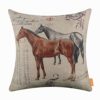 LINKWELL 18"x18" Shabby Chic Horse Burlap Pillow Cover